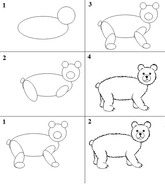 Как нарисовать медведя для детей 3 4